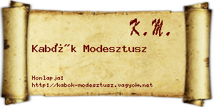 Kabók Modesztusz névjegykártya
